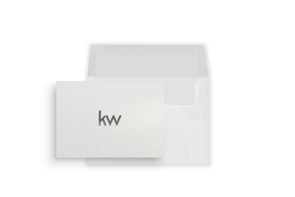 Keller Williams | White Spot UV Diamond Pattern Foil Logo Greeting Card